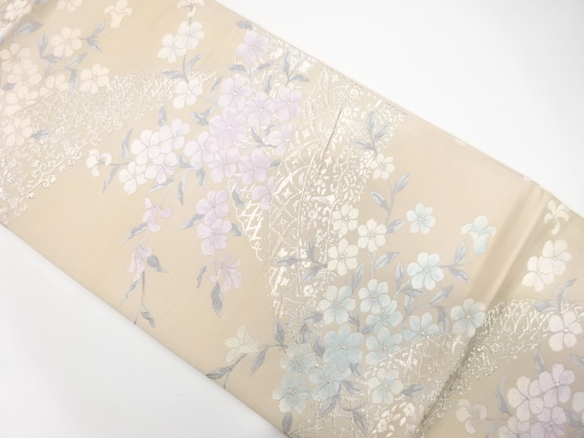 アンティーク　枝花模様織り出し袋帯（材料）